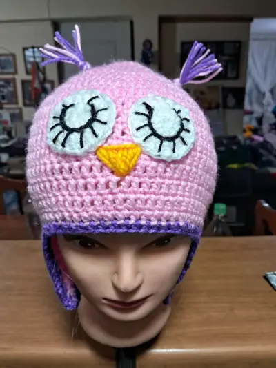 Gorro tejido búho azul - miniatura 3