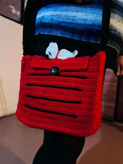 Cartera tejida roja artesanal - miniatura 1