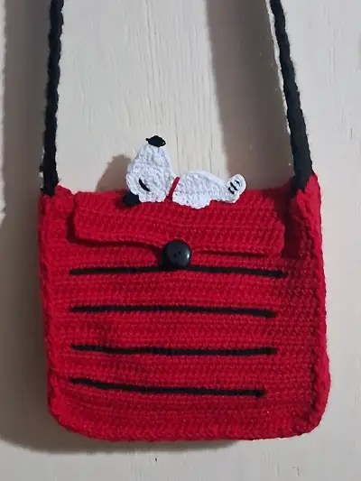 Cartera tejida roja artesanal - miniatura 6