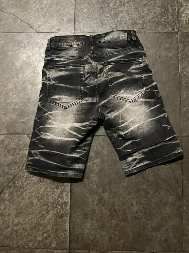 Shorts de jeans negros desgastados - 2