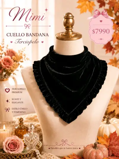 Cuello bandana terciopelo negro - miniatura 1