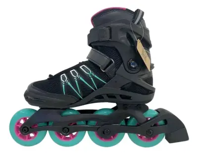 Patines en línea negros y turquesa - miniatura 3