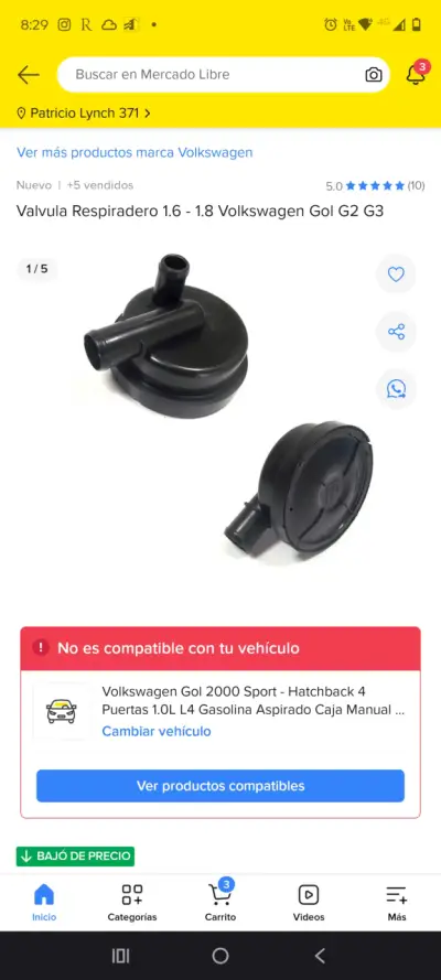 Válvula respiradero Volkswagen Gol - miniatura 1