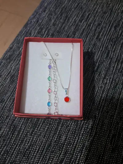 Set de joyas con colgante rojo - miniatura 4