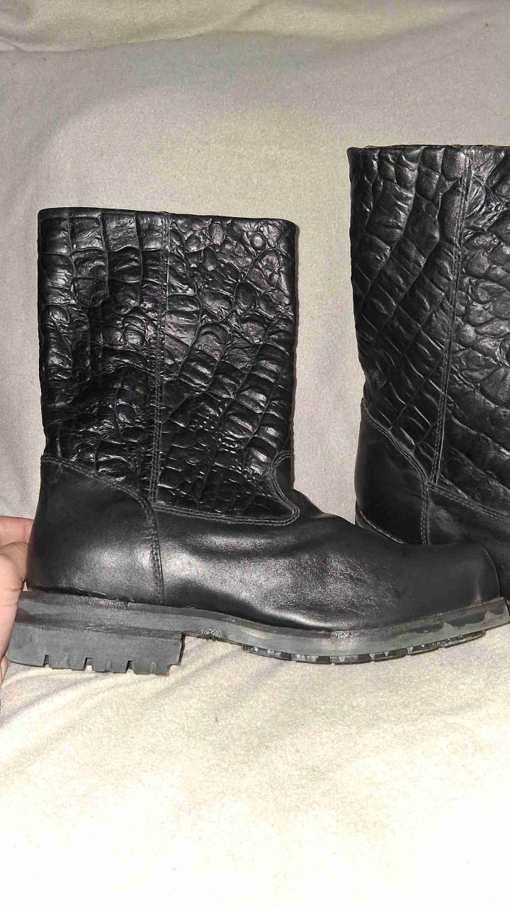 Botas negras cuero diseño cocodrilo - 3