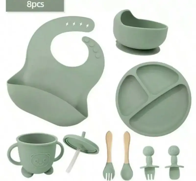 Set de alimentación para bebé 8 piezas verde - 1
