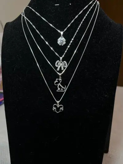 Juego de cadenas de plata y aros - miniatura 1