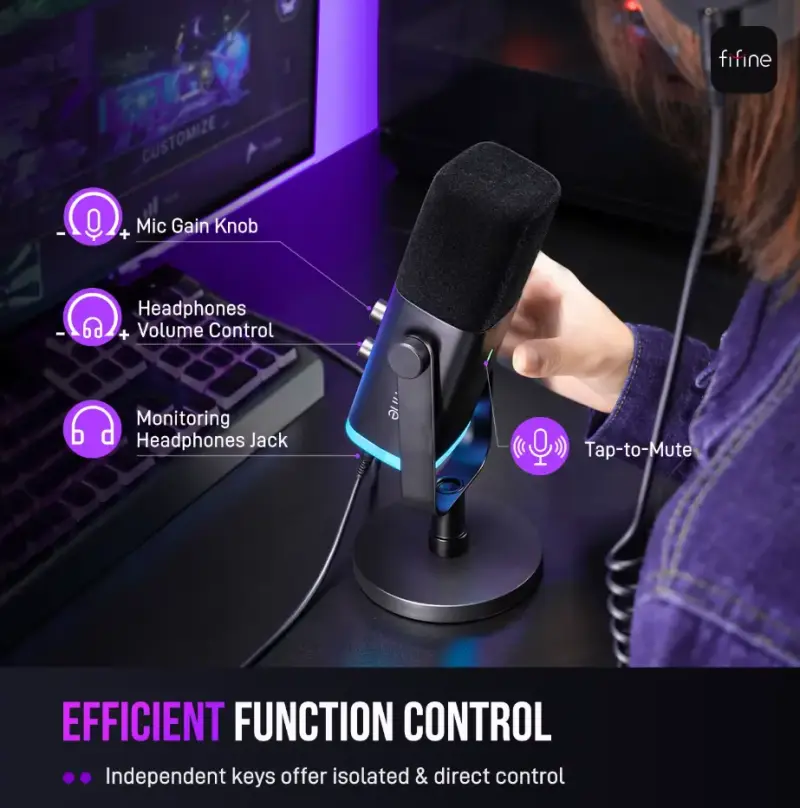 SELLADO Micrófono AM8 Ampligame USB y XLR Fifine - 5