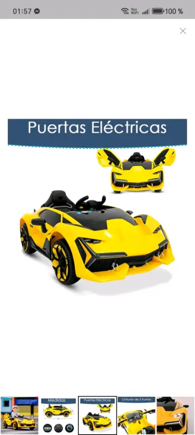 Auto eléctrico infantil amarillo - miniatura 4