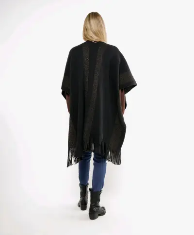 Poncho negro con flecos - miniatura 2