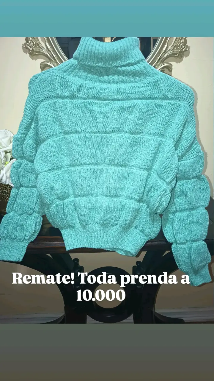 Suéter de punto turquesa - 6