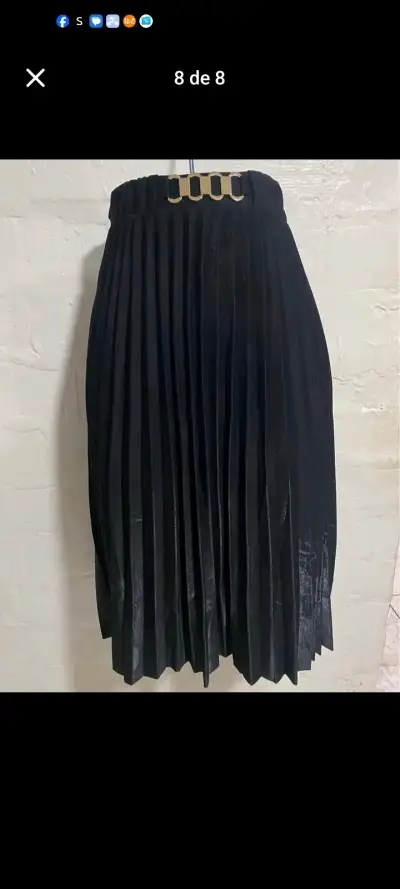 Falda plisada negra elegante - miniatura 1