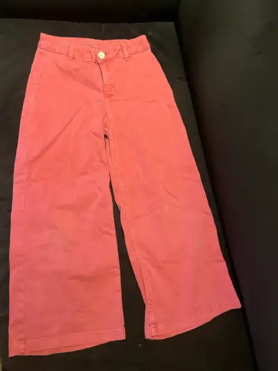Pantalones rosados de pierna ancha niña - miniatura 1