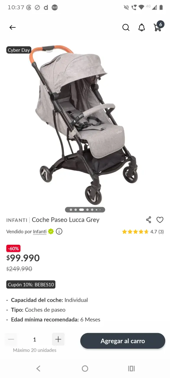Coche de bebé Infanti gris - 6