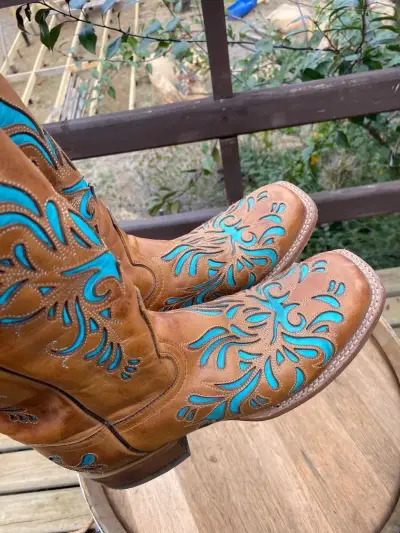 Botas vaqueras cuero y turquesa - miniatura 5
