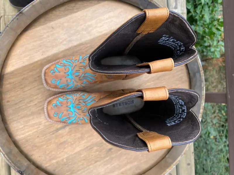 Botas vaqueras cuero y turquesa - 6