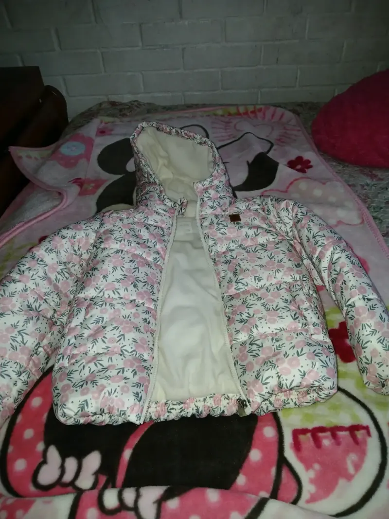 Chaqueta infantil floral con capucha talla 10 - 3