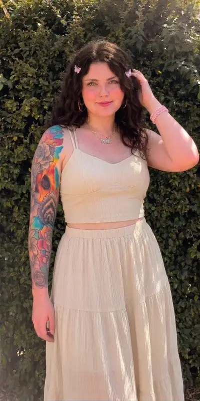 Falda + top beige veraniego - miniatura 1