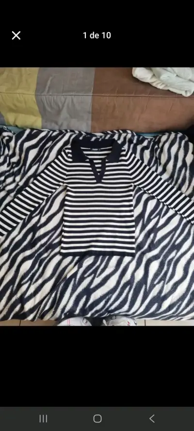 Polera rayada blanco y negro - miniatura 1