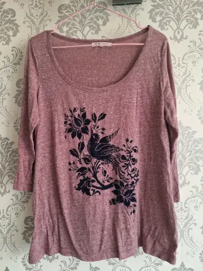 Polera manga larga rosa floral - miniatura 1