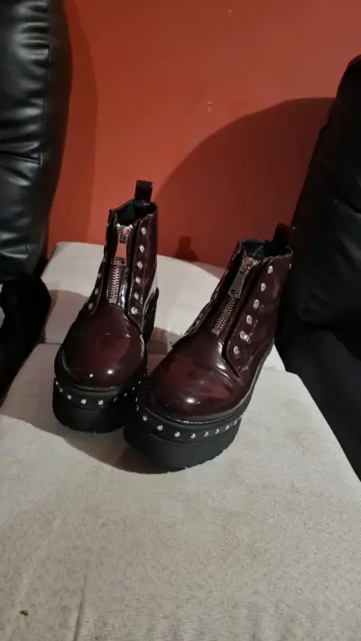Botines burdeos con plataformas - miniatura 1