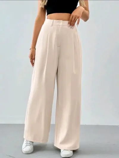 Pantalones palazzo beige - miniatura 1