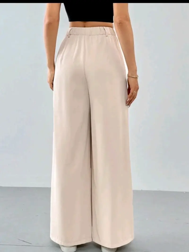 Pantalones palazzo beige - 2