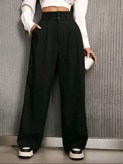 Pantalones negros de pierna ancha - miniatura 1