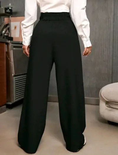 Pantalones negros de pierna ancha - miniatura 2