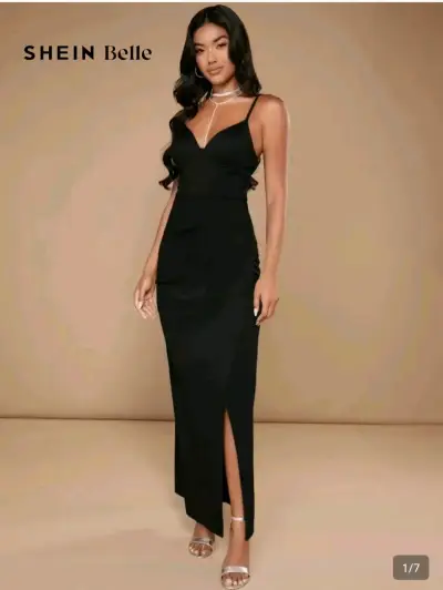 Vestido largo negro elegante - miniatura 2