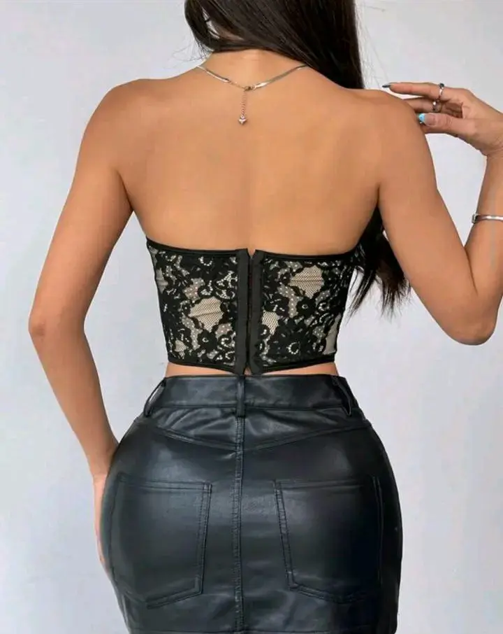 Corset negro encaje elegante - 2