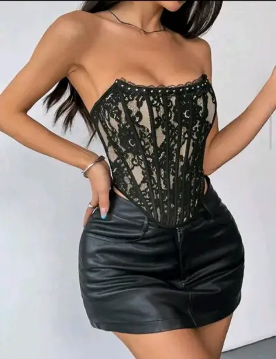 Corset negro encaje elegante - miniatura 3