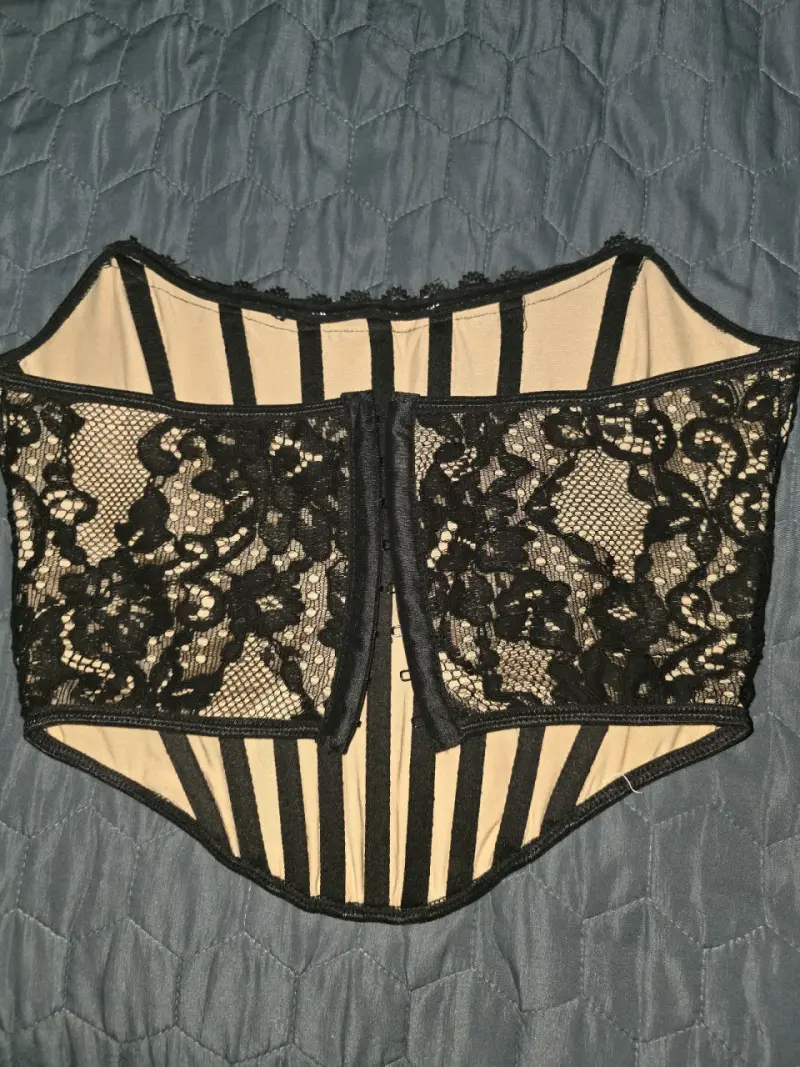 Corset negro encaje elegante - 4