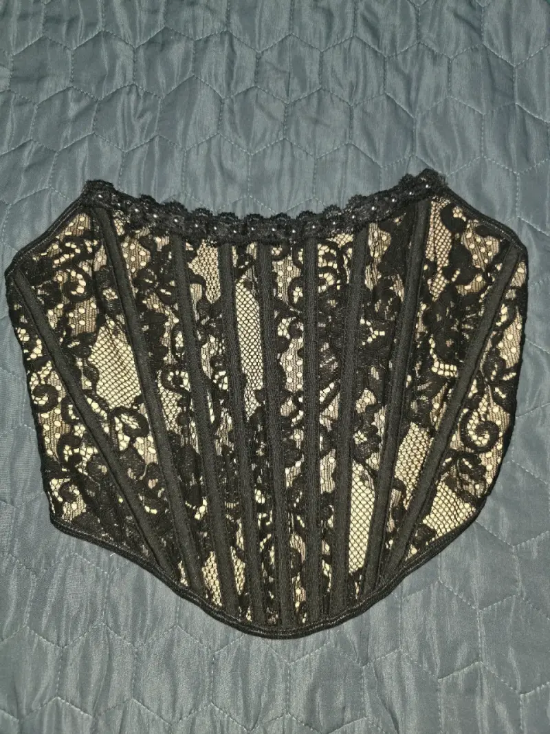 Corset negro encaje elegante - 5
