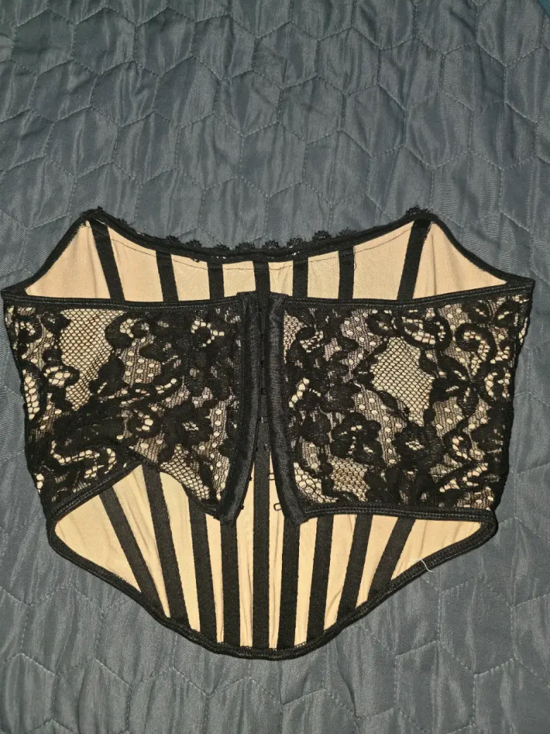 Corset negro encaje elegante - 6