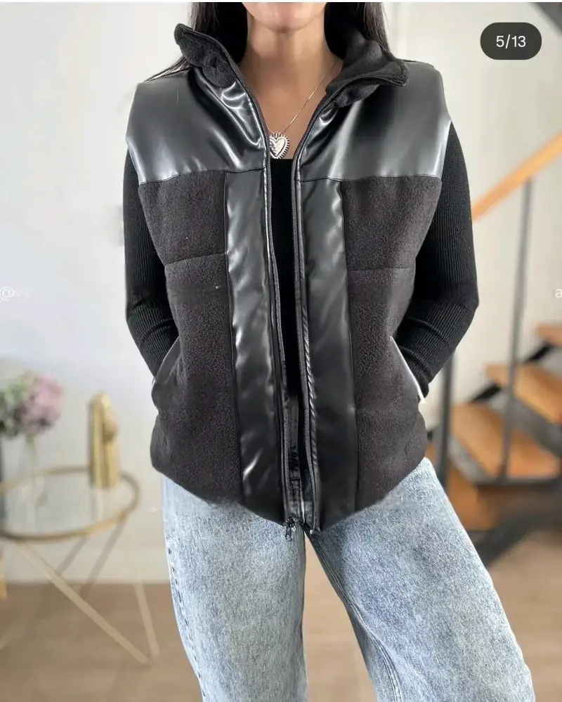 Puffa de polar con cuerina - 2