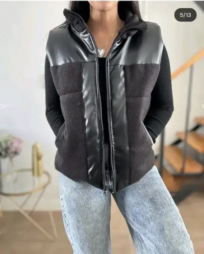 Puffa de polar con cuerina - miniatura 2