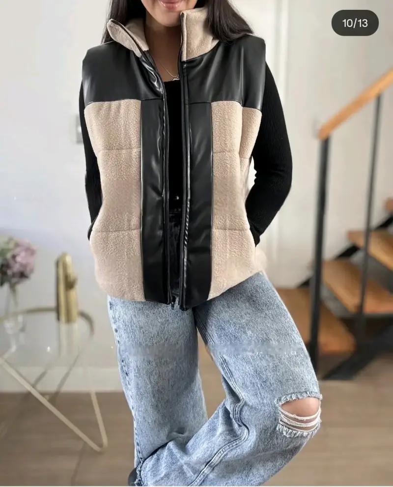 Puffa de polar con cuerina - 3