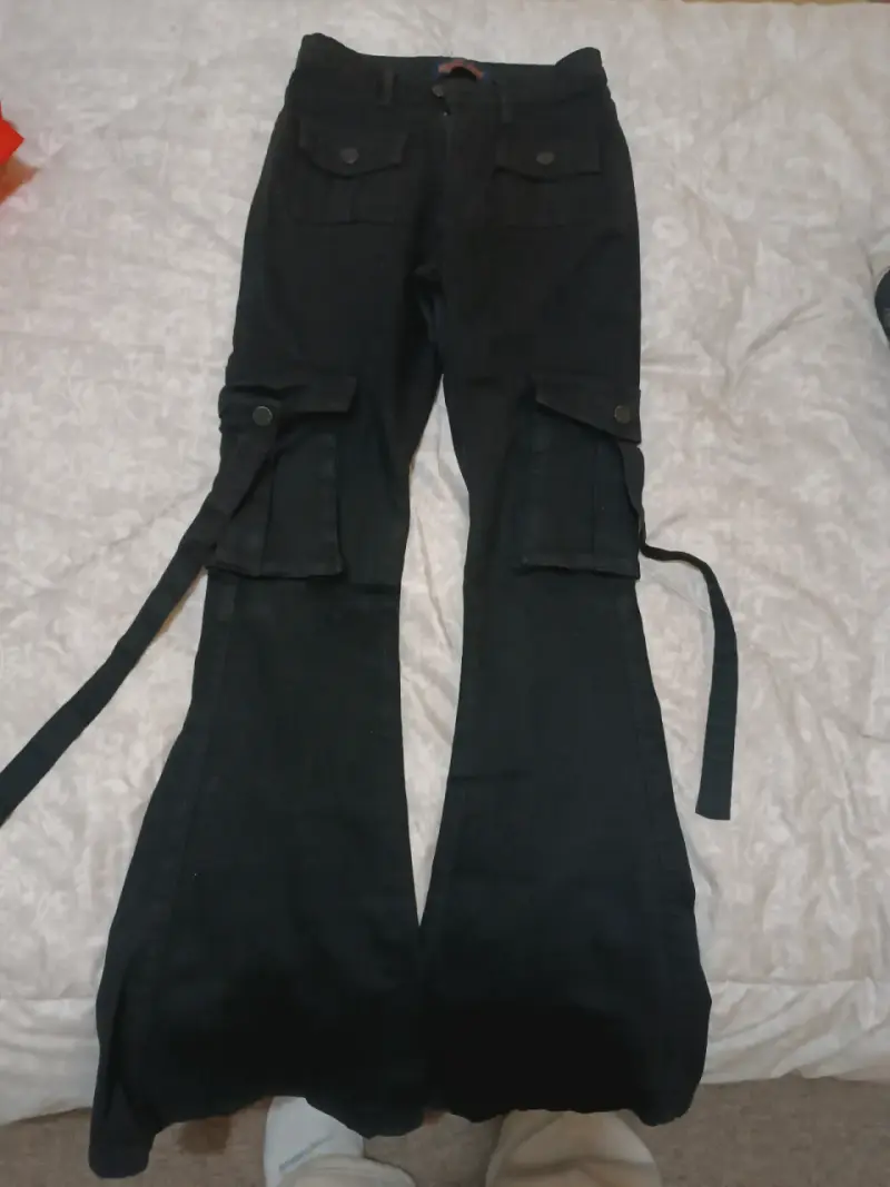 Pantalones cargo negro - 1