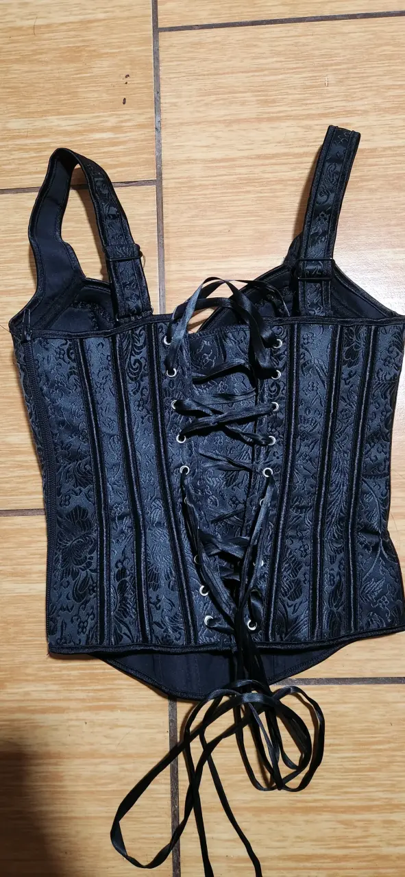 Corset negro con diseño floral - 2