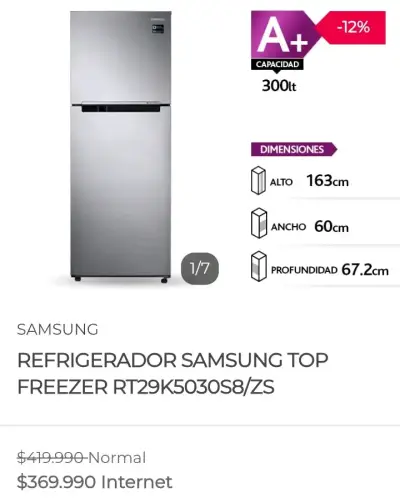 OFertazo Refrigerador Samsung de 300 Litros - miniatura 1