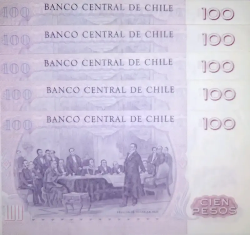 Colección de billetes antiguos 100 pesos chilenos - 2
