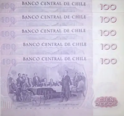 Colección de billetes antiguos 100 pesos chilenos - miniatura 2