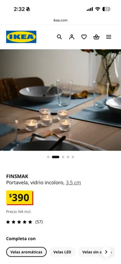 Portavela, vidrio incoloro, 3.5 cm - miniatura 4