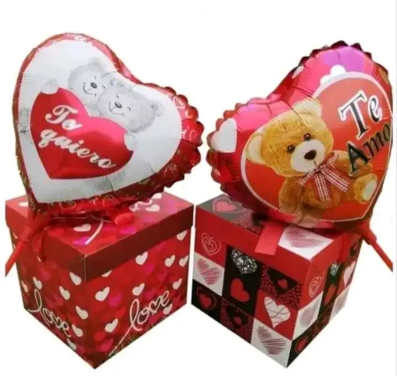Globos corazón con caja decorativa - 1