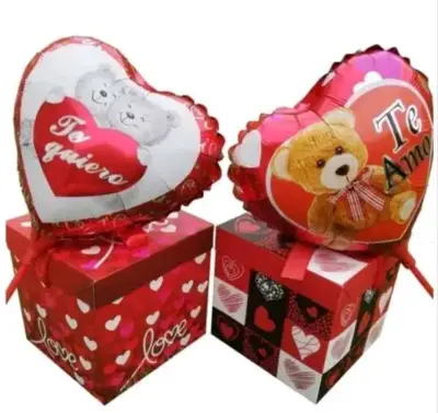 Globos corazón con caja decorativa - miniatura 1