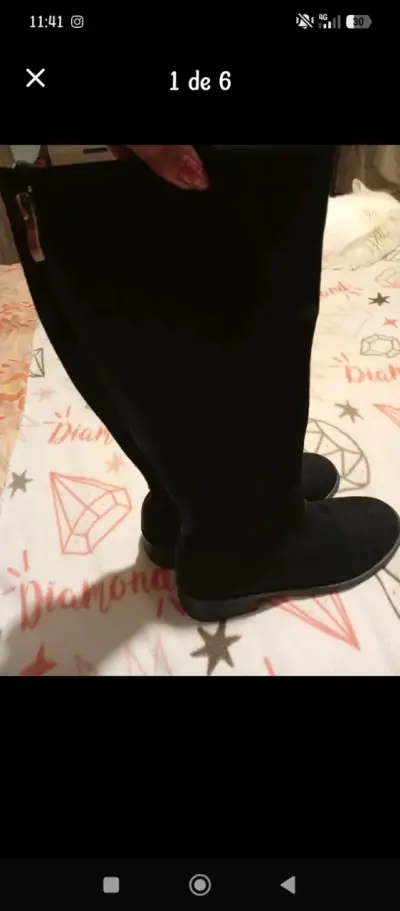 Botas negras altas de gamuza - miniatura 1