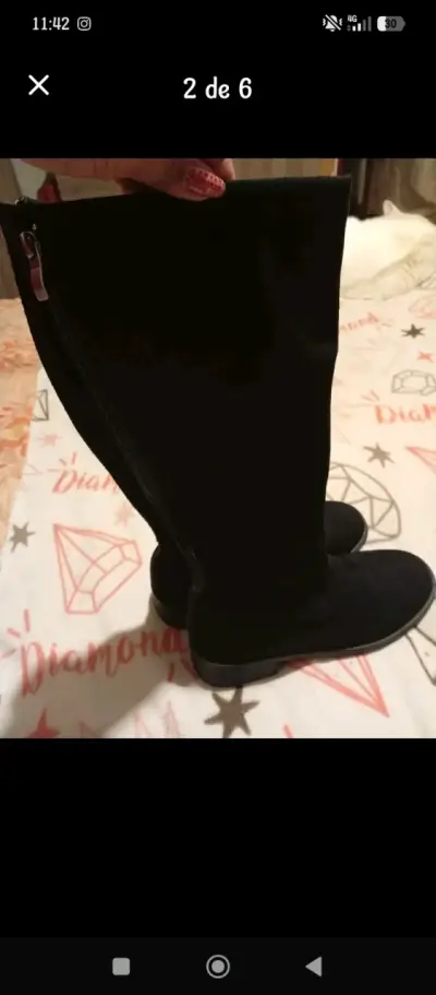 Botas negras altas de gamuza - miniatura 2