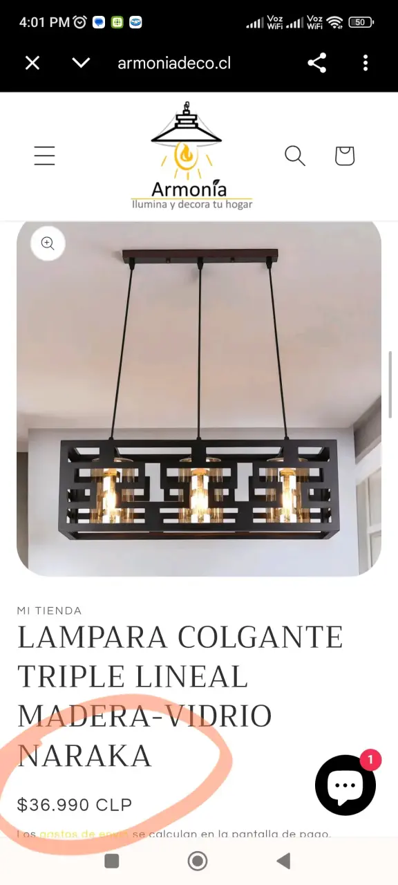 Lámpara colgante triple lineal - 1