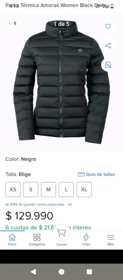 Parka térmica negra Doite - miniatura 1
